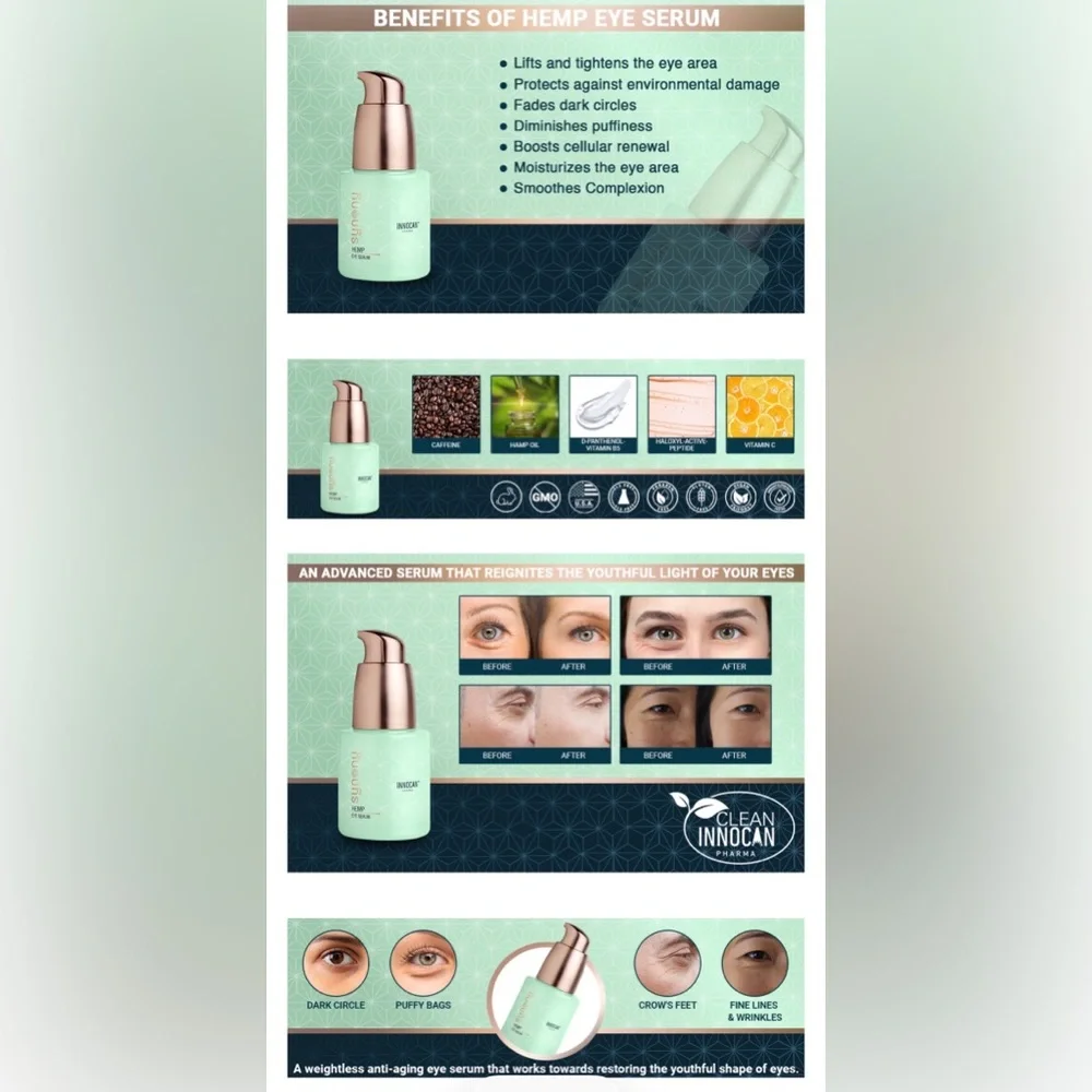 *NIB .5oz* Innocan Pharma Mint Green Eye Cream – Hydrating Women's Eye Treatment